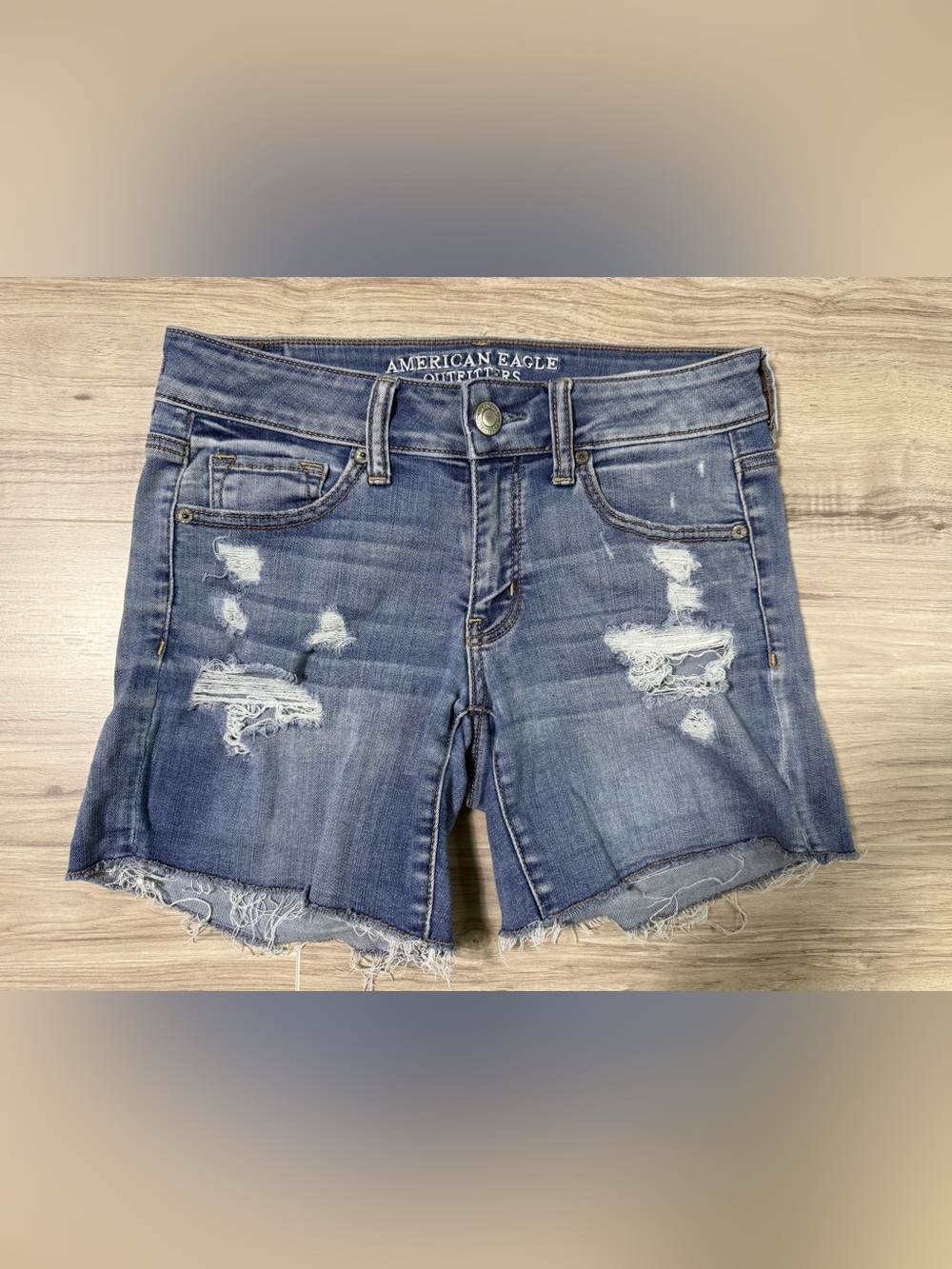 American Eagle Outfitters Faded Blue Distressed Shorts